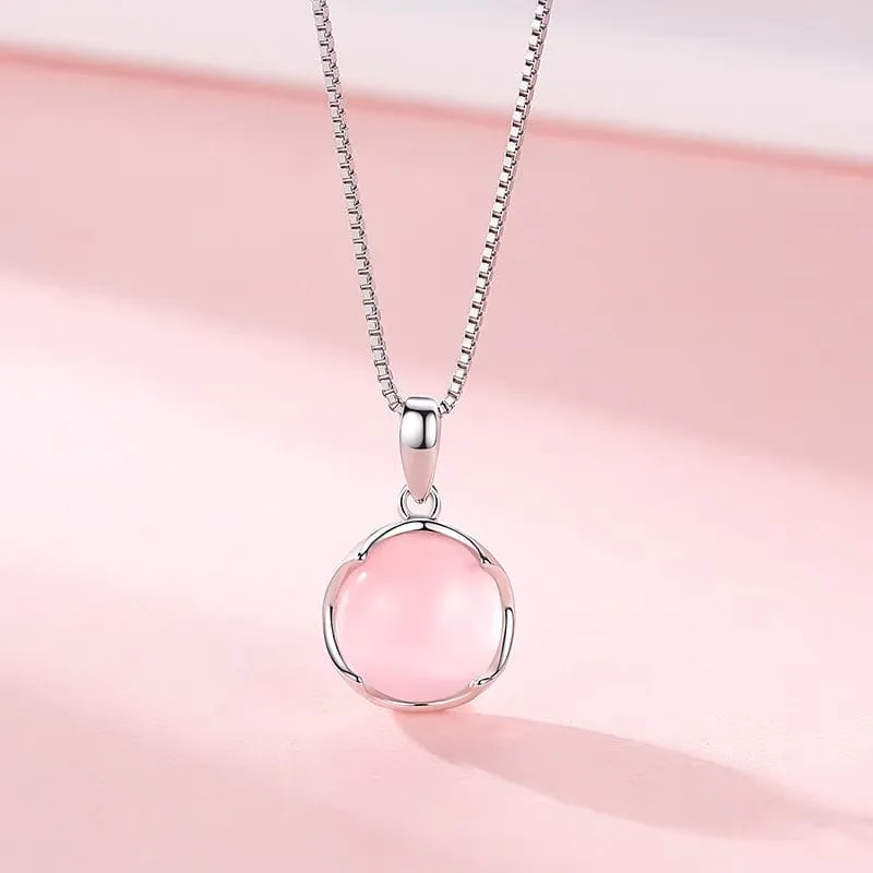 Trendy Pink Crystal Pendant Necklace