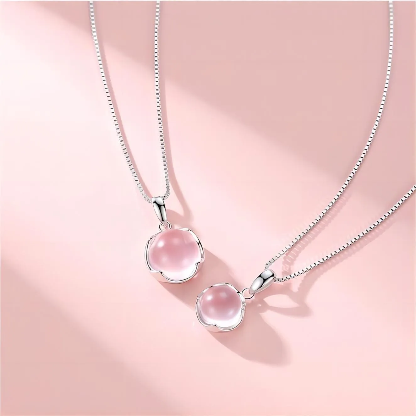 Trendy Pink Crystal Pendant Necklace