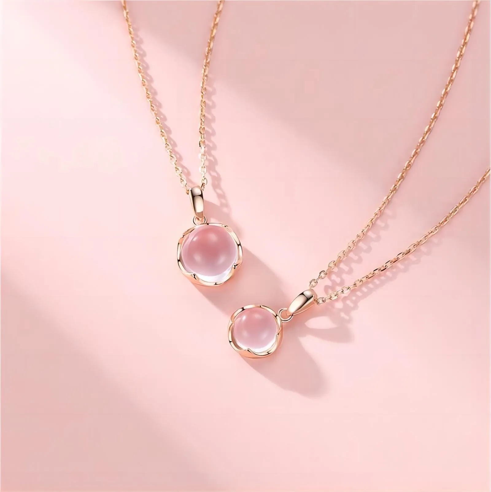 Trendy Pink Crystal Pendant Necklace