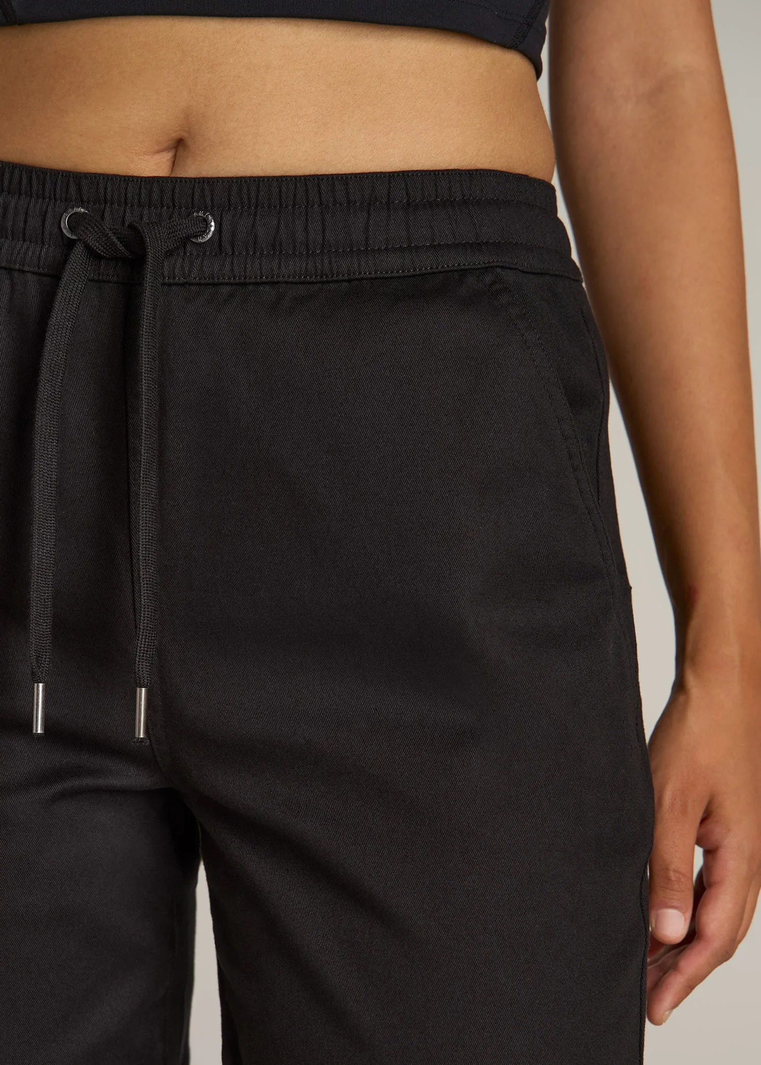 Twill Jogger Pants for Tall Women in Black