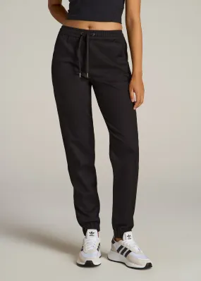 Twill Jogger Pants for Tall Women in Black