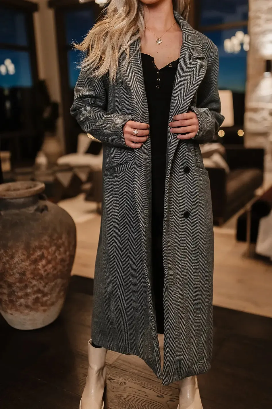 Vanessa Herringbone Coat - FINAL SALE