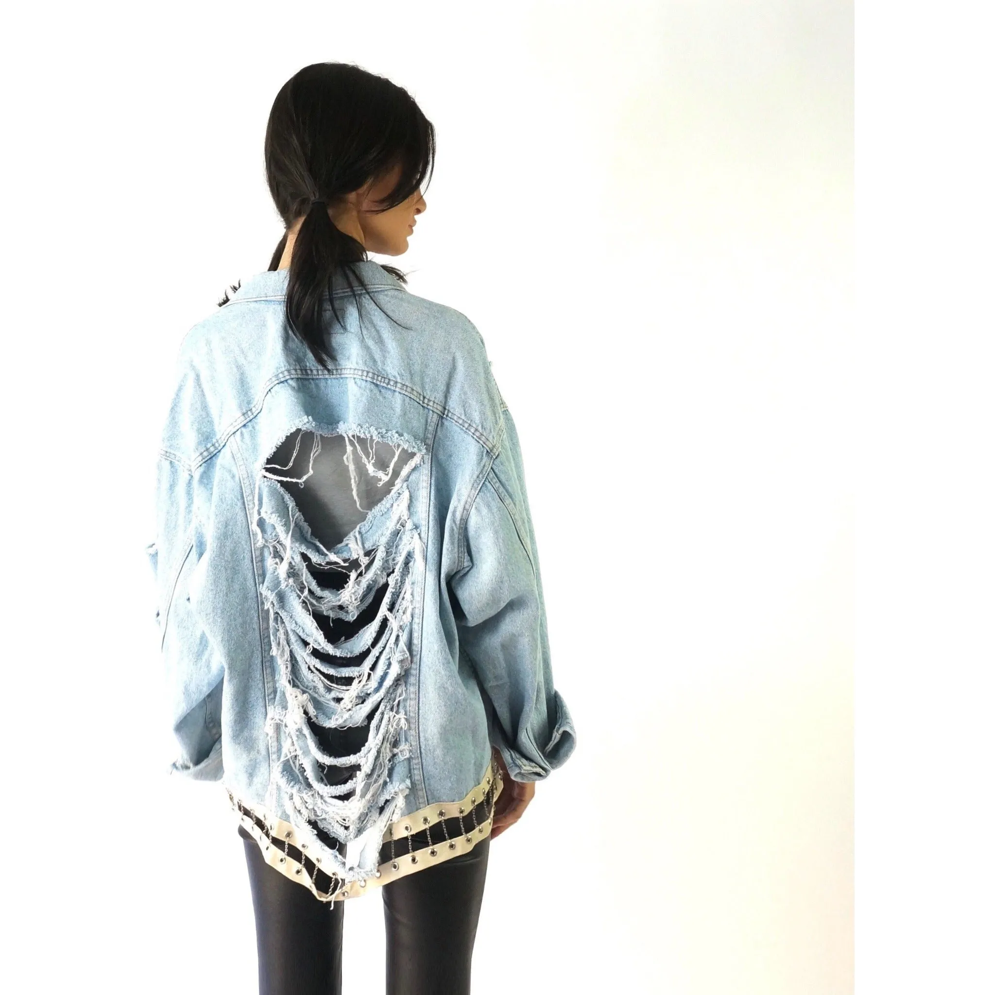 Waiting For The Weekend Chain Trim Denim Jacket