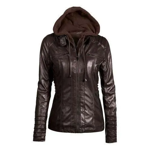 Wenkouban-Winter outfits Christmas Detachable Hooded Leather Jacket