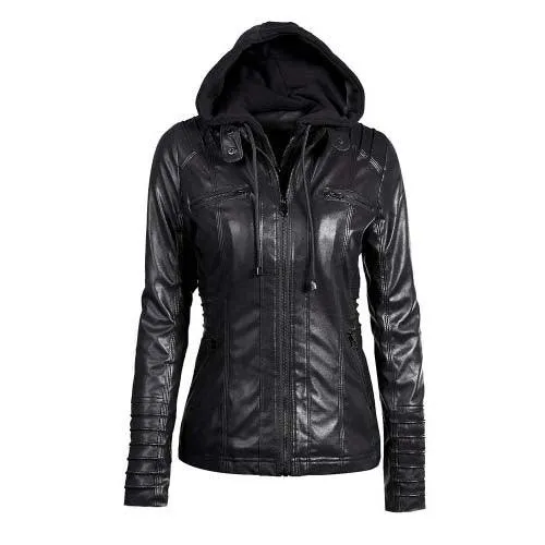 Wenkouban-Winter outfits Christmas Detachable Hooded Leather Jacket