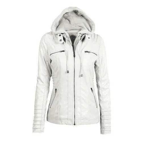 Wenkouban-Winter outfits Christmas Detachable Hooded Leather Jacket