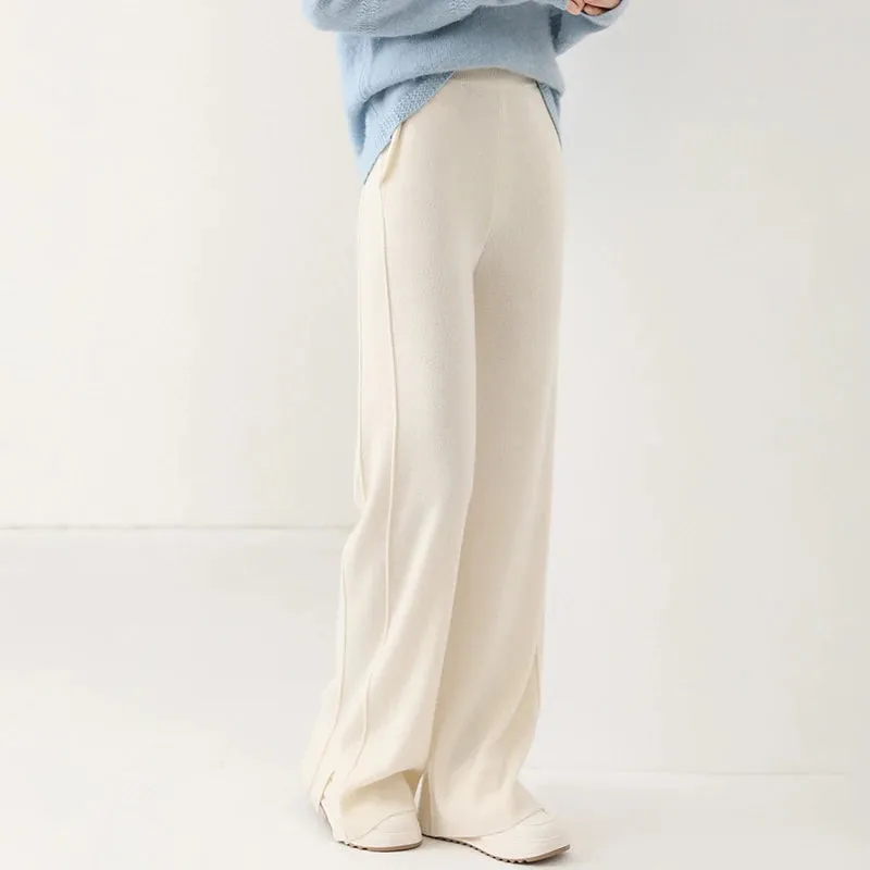 Women's Cashmere High Waist Fashion Designer Formal Pants