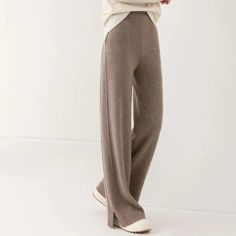 Women's Cashmere High Waist Fashion Designer Formal Pants