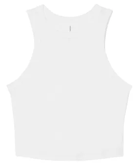 Womens micro rib racer tank | Solid White Blend