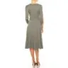 Women's Solid Grey Wrap Dress with V-Neckline, Waist Tie Detail