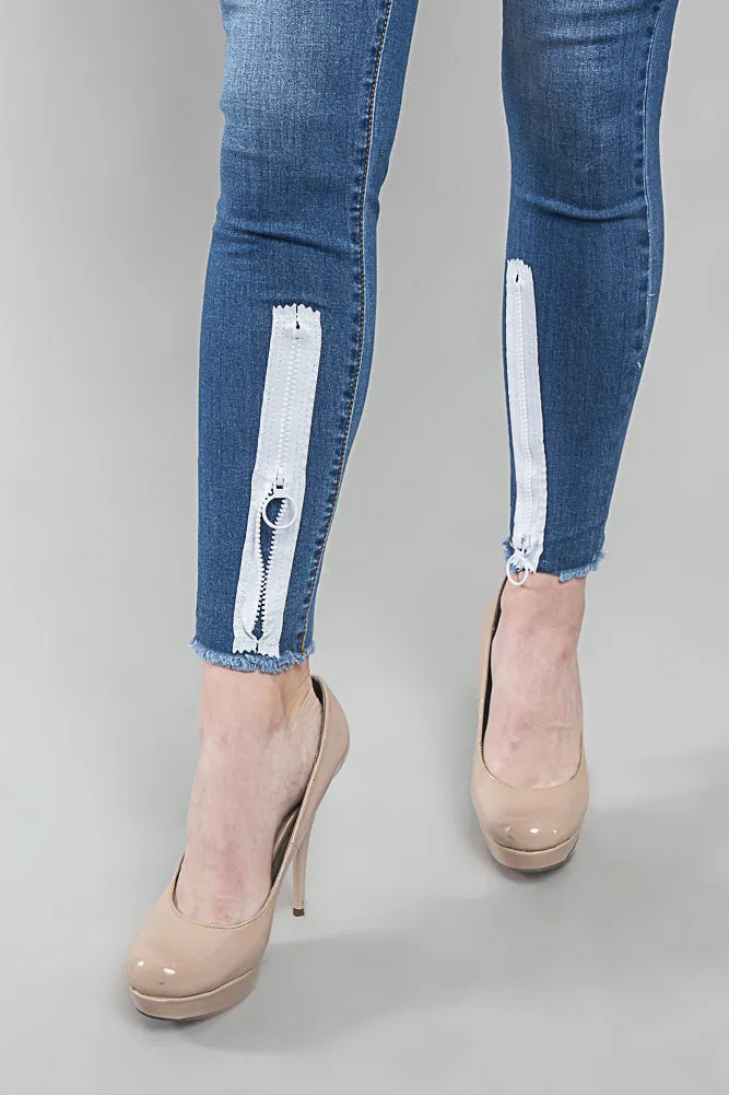 Zippered Denim Jeans