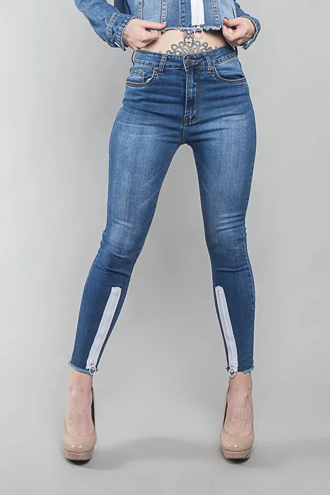 Zippered Denim Jeans