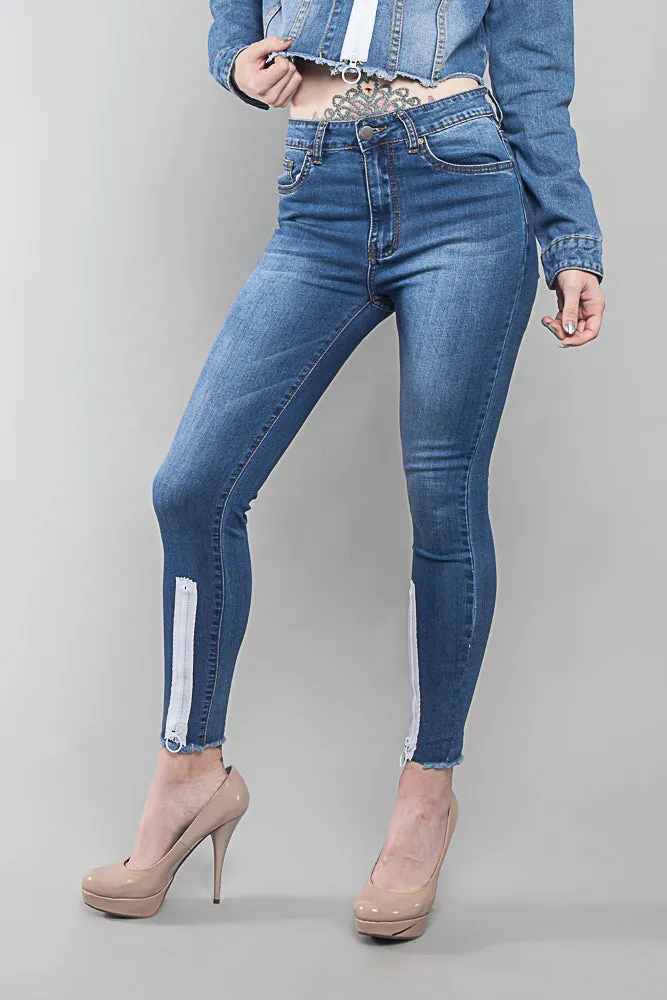 Zippered Denim Jeans